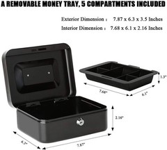 Portable Steel Lock Box with Key Control & Compartments – Ideal for Cash Storage