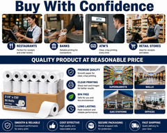 (50 Rolls) 3-1/8&Prime; x 230&prime; Thermal POS Receipt Printer Paper BPA Free