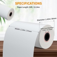 2 1/4 » X 50&prime; Thermal Receipt Paper 50 Rolls, 2.25X50Ft Receipt Roll Cash Regist