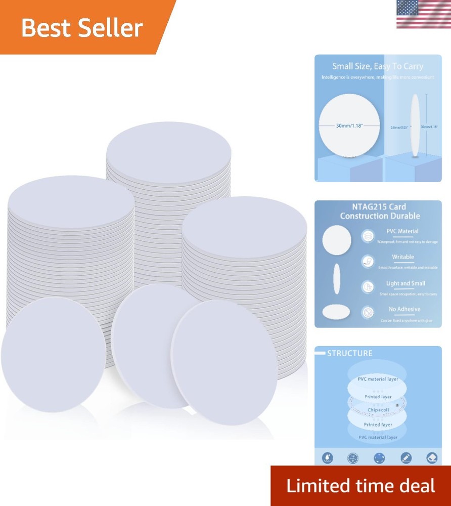 Versatile 100 Pcs NFC Coin Cards – Durable NTAG215 Tags for TagMo Compatibility