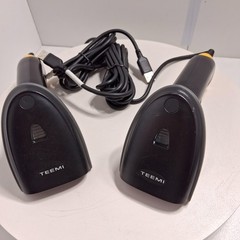Lot of 2 Teemi T22 USB Wired Barcode Scanners – Handheld 1D Laser – Tested