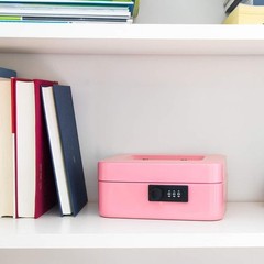 Water-Resistant Cash Box with Combination Lock – Secure and Portable, Pink 7.87&Prime;