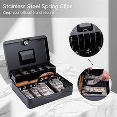 Cash Box with Money Tray and TOP Key & Push-Button Lock, Money Saving Lock Bo…