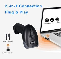 1D 2D QR Barcode Scanner Wireless, Handheld Cordless Bar Codes Reader with 20…