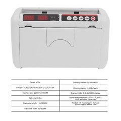 Bill Counter Money Cash Counting Machine Portable Rechargeable UV Detection New