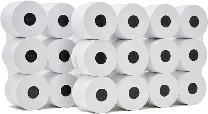 24/Pack Adding Machine Calculator Register Rolls 2 1/4&Prime; x 130ft, 1-Ply Paper