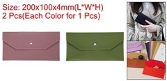 2Pcs PU Leather Envelope Wallet Money for Women Men Leaf Green/Oak