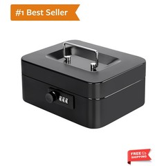 Cash Box with Money Tray and Combination Lock – Secure Medication Lock Box fo…