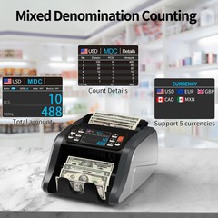 Aneken N60 Mixed Denomination Money Counter, UV/MG/IR/MT Bill Counter, 3.5&Prime; TFT