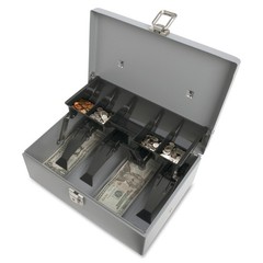Sparco Controller Cash Box – 5 Coin – Gray – 3.4&Prime; Height x 11.4&Prime; Width x 7.5&Prime;