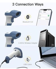 Inateck BCST-73 2D Barcode Scanner – Blue/White