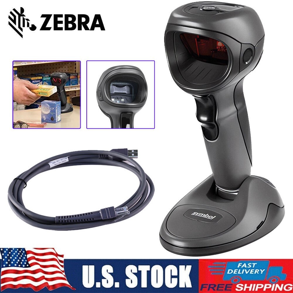Zebra DS9808-SR00007NNWR 1D Imager Automatic Barcode Scanner Reader W/ Cable USB