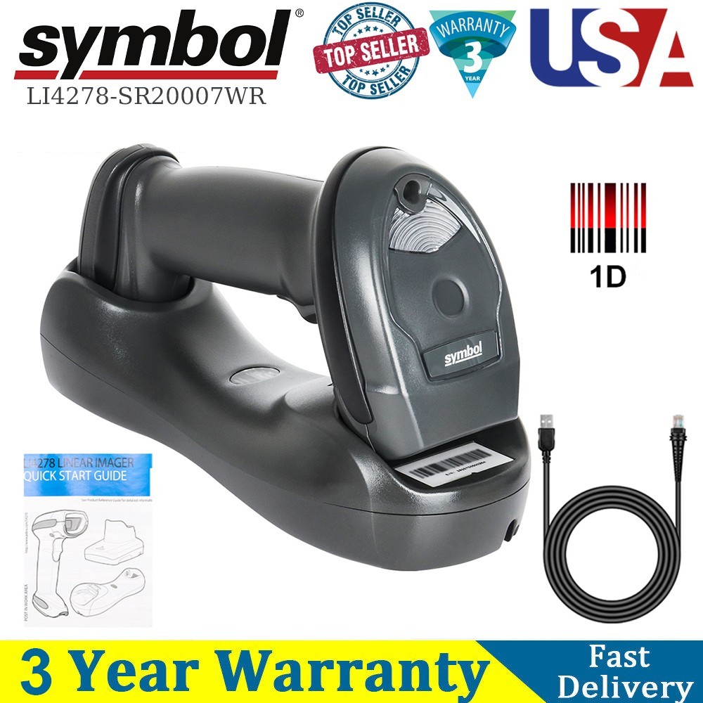 Zebra Symbol LI4278-SR Handheld 1D Wireless Barcode Scanner POS QR Code Reader