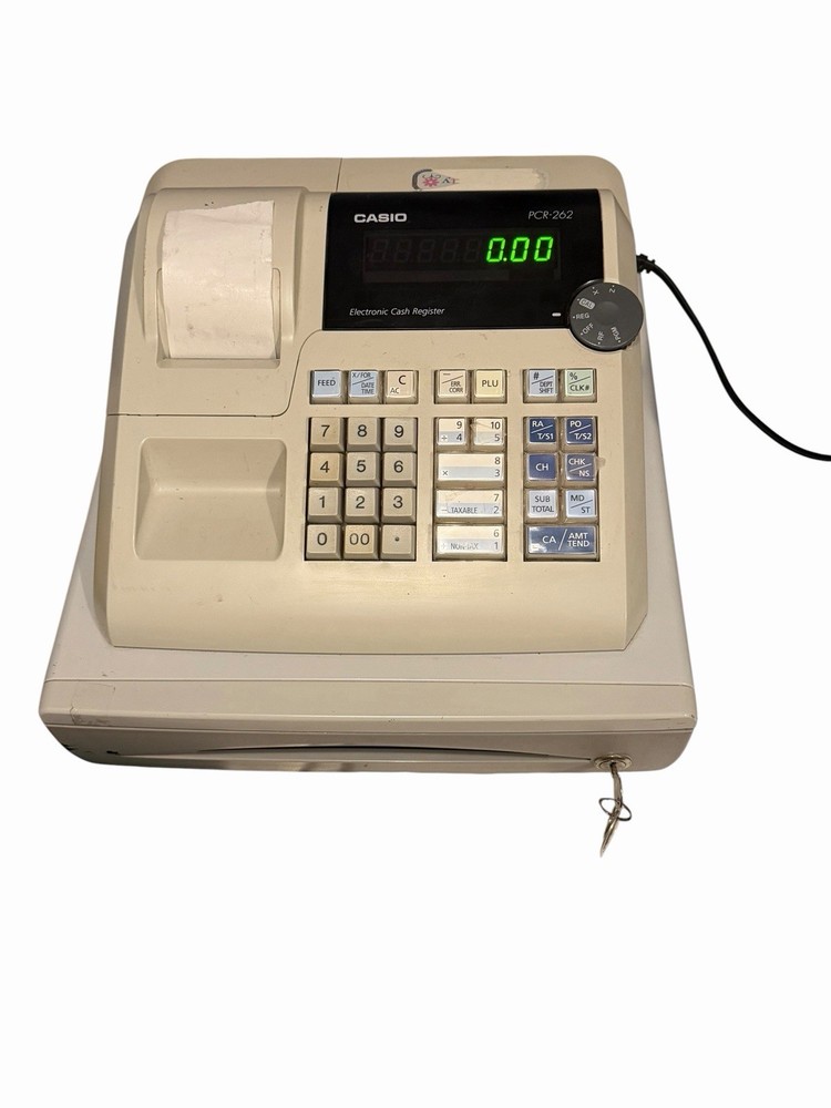 Casio PCR-262 Electronic Cash Register Working With Drawer KEY *Read*