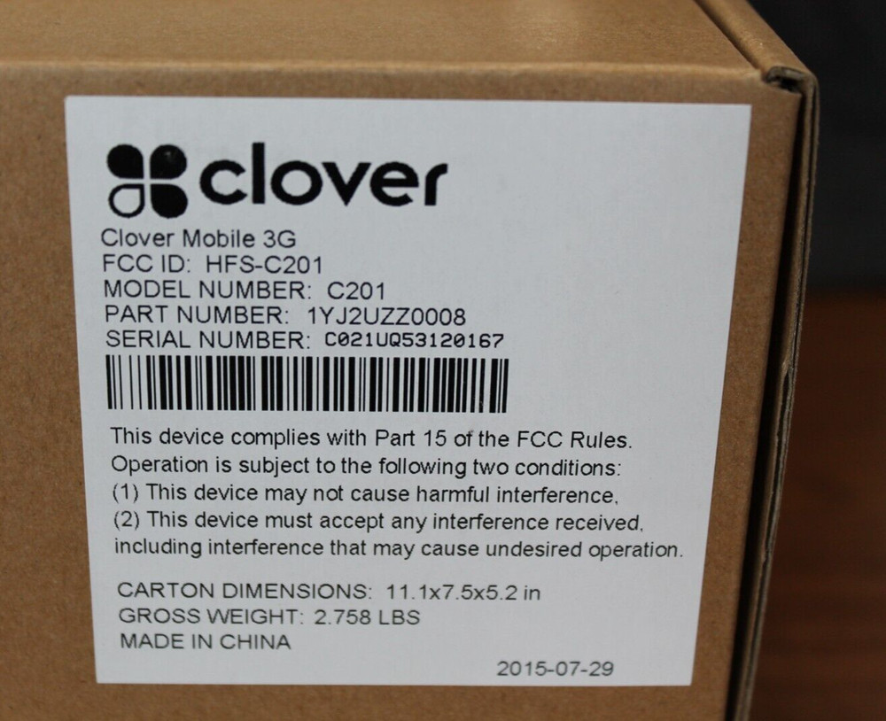 Clover Network – Mobile Handheld Unit – Card Reader – HFS-C201 –