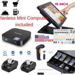 NEW mini Fanless PC, 2 x printers POS Point of Sale System Combo Kit Retail