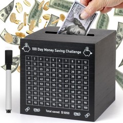 100 Day Money Saving Box, Unbreakable $5,050 Wooden Savings Challenge Box Sav…