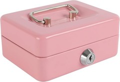 Mini Locking Cash Box for Kids – Durable Steel with Key Lock, Pink, 4.92&Prime;