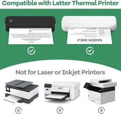 TUXIYA 5 Rolls Thermal Printer Paper 8.5&Prime;x11&Prime; US Letter Size, BPA free Quick-Dry