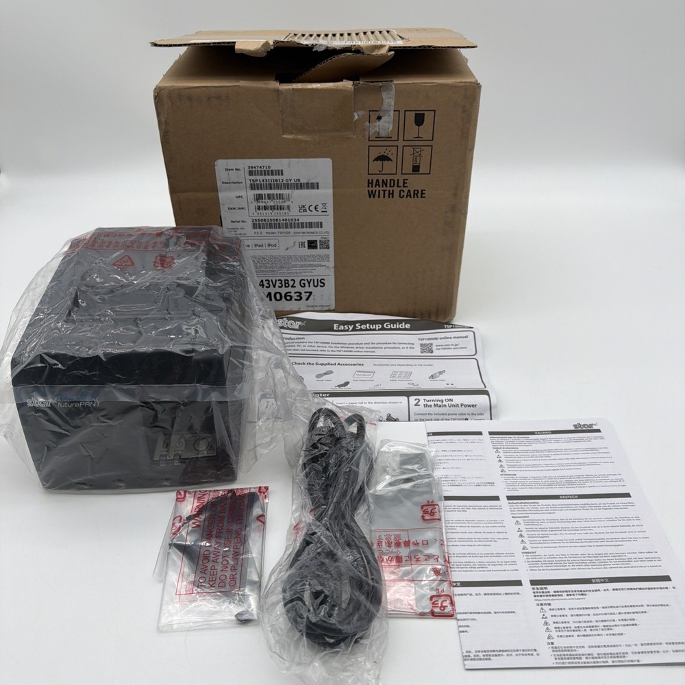 Star Micronics TSP143IIIBi2 Bluetooth Thermal Receipt Printer 39474710 Gray