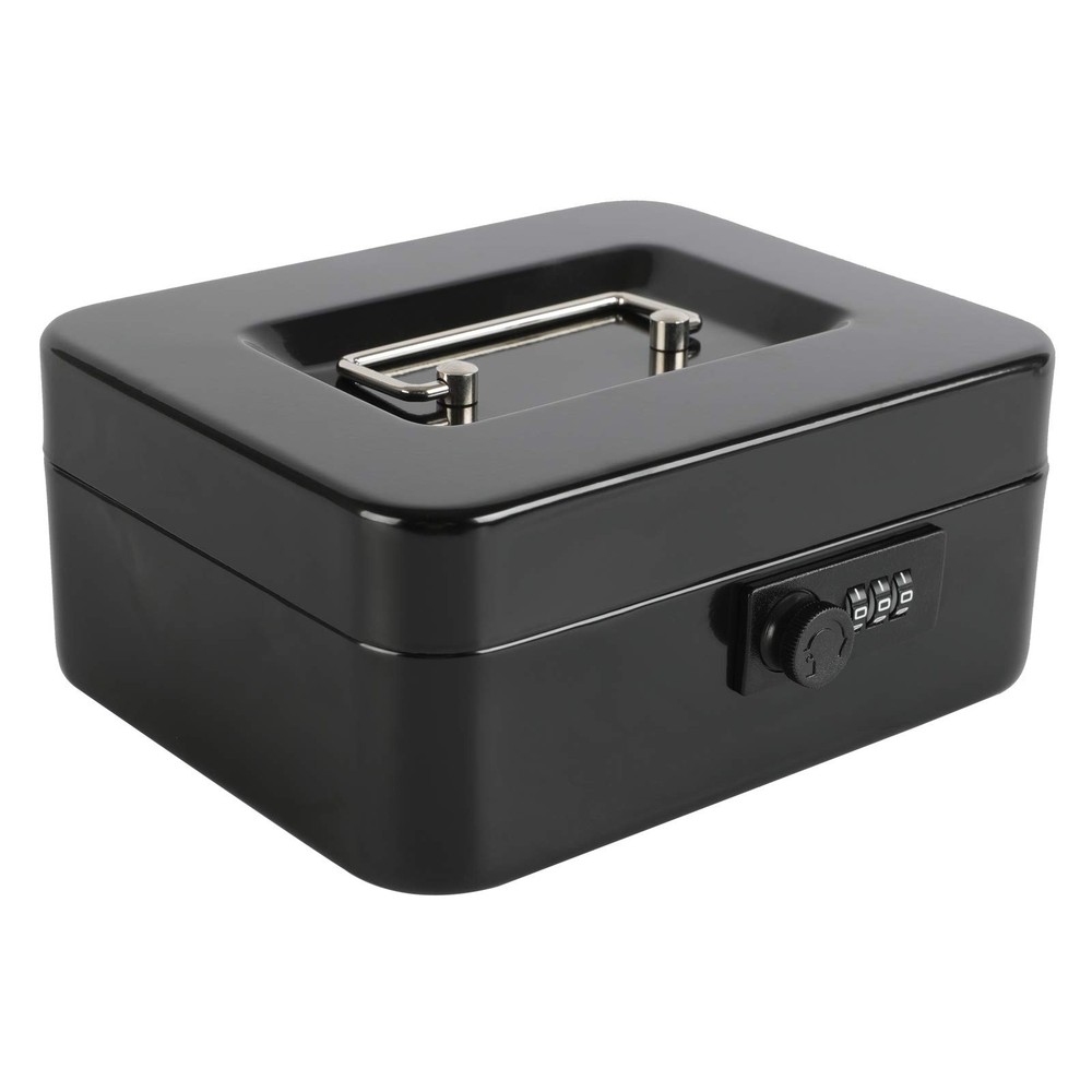 xydled Steel Cash Box Safe with Combination Lock,Money Safe Box with Removabl…