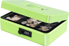 KYODOLED Large Cash Box with Combination Lock,Safe Metal Box for Money, Storage