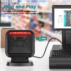 Obz 2D Desktop Barcode Scanner Omnidirectional Hands-Free Usb Barcode