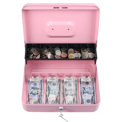 Cash Box with Money Tray and Key Lock,Tiered, Cantilever Design,4 Bill / 5 Co…