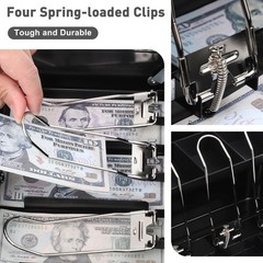 Portable Cash Box with Combination Lock, Coin Tray & Bill Clips for Yard Sales,