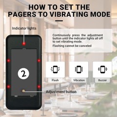Restaurant Pager System with 16 Pagers & 1640ft Range – Vibration & Flash Alerts