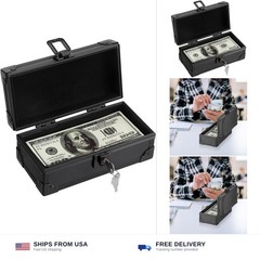 Hipiwe Black Lockable Cash Box Money Storage Case with Lock Aluminium Alloy M…
