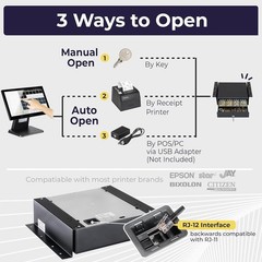 13 inch cash register drawer with mount, 4 bill 5 coin tray, black