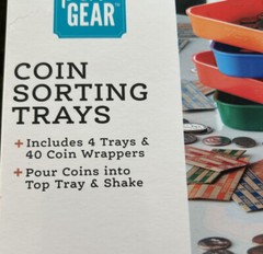 COIN SORTING TRAYS 4 TRAYS AND 40 COIN WRAPPERS INCLUDED POUR & SHAKE PEN + GEAR