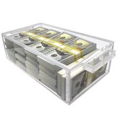 Nadex Clear Acrylic Cash Box with Slipping Cover – 5mm Box Thickness – 8mm Lo…