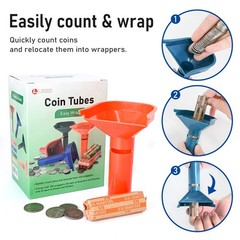150 Pcs Coin Wrappers with 4 Coin Sorter Tubes Funnels Coin Counter Stacking