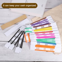 Pack of 300 Money Band Bundles, Self-Adhesive Bill Wrappers, 7.6&Prime;x1.18&Prime; Orange