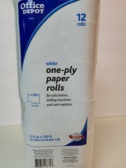 New 12 Office Depot 1-Ply Bond Paper Rolls 108-862 White 2.25&Prime; x 130&prime; Receipt