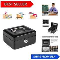 Durable Waterproof Cash Box with Key Lock & Removable Money Tray – Compact Size