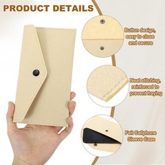 10Pcs Felt Money Bag, Felt Cellphone Sleeve Case Pouch Cash Bag, Beige Khaki