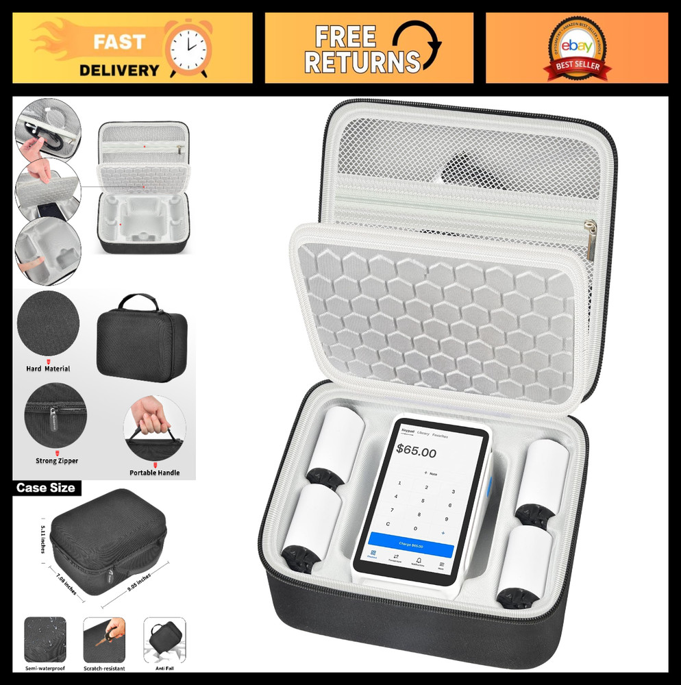 Mobile POS Case for Square Terminal Reader – Storage Holder with Charger & 5 Rec