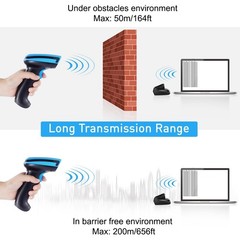 Barcode Scanner Wireless 1D Laser Reader Stand 2.4G USB Wired Plug And Play