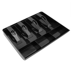Cash Register Drawer Insert Tray with 4 Bill/3 Coin 4 Coin, Black