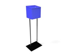 Returned! Blue Metal Ballot Box Donation Box Suggestion Box With Black Stand