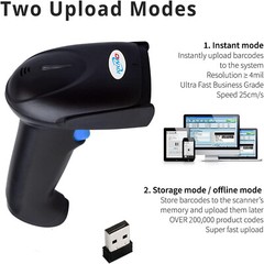 KKMO 1D 2D QR PDF417 Wireless Barcode Scanner (2.4Ghz +USB 2.0 Wired+Bluetooth)