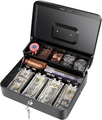 Cash Box with Money Tray and Key Lock, Saving Lock Box with Money Tray Storage f