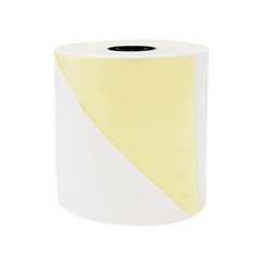 Yellow White 3 Inch 2 Ply Carbonless Copy Paper Rolls 40 Rolls 95 Feet