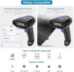 NETUM Bluetooth Barcode Scanner, Compatible with 2.4G Wireless, Bluetooth, Wired