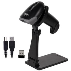 1D 2D QR Barcode Scanner Foldable Stand 2.4G Wireless USB Wired Handheld CMOS