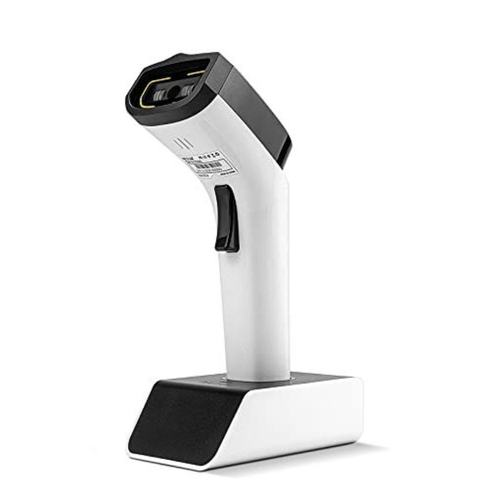 NETUM Fashionable Bluetooth Wireless 1D Barcode Scanner, Hands Free 1D, White