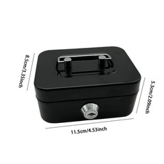 Small Cash Box with Money Tray and Lock, Metal Cash Lock Box with Key